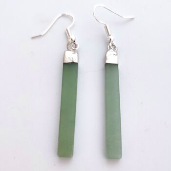Boucles d'oreilles allumettes en jade vert