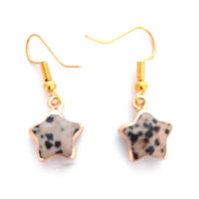 Hanging Star Earrings - Speckled Jasper