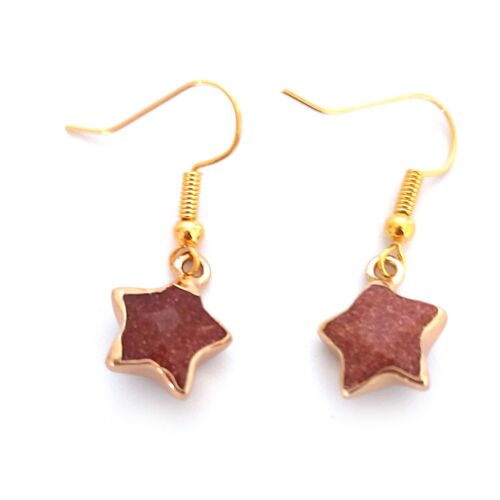 Hanging Star Earrings - Red Jasper