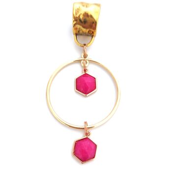 Bijoux Foulard Hexagone Suspendus - Jaspe Rose Vif