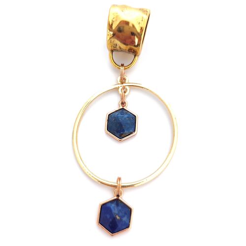 Hanging Hexagon Scarf Jewellery - Blue Lapis
