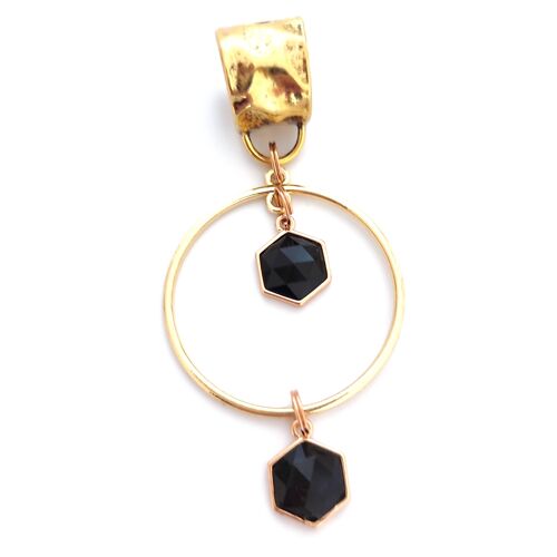 Hanging Hexgaon Scarf Jewellery - Black Agate