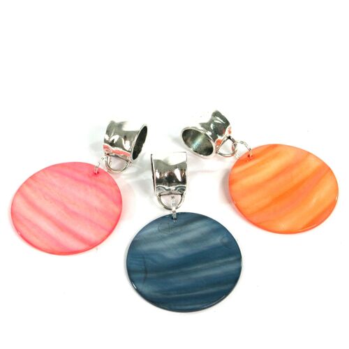Scarf Jewellery - Shell Pearl Discs - 3 Assorted Colours