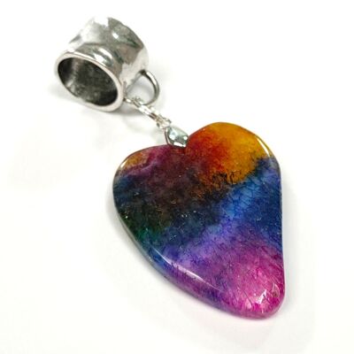 Scarf Jewellery - Rainbow Heart Agate