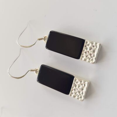 Rectangles Earrings - Black Agate