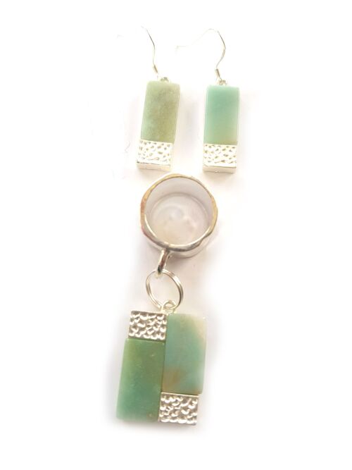 Rectangles Scarf Jewellery and Earrings Set - Amazonite