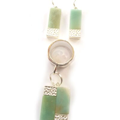 Rectangles Scarf Jewellery and Earrings Set - Amazonite