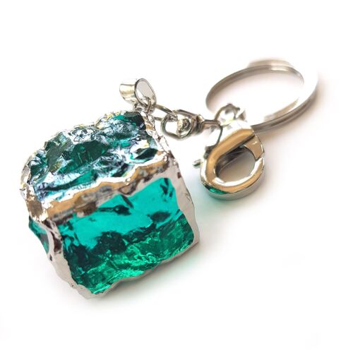 Cube Crystal Keyring - Green