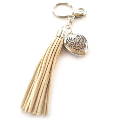 Rose Quartz Heart Keyring with Tassel