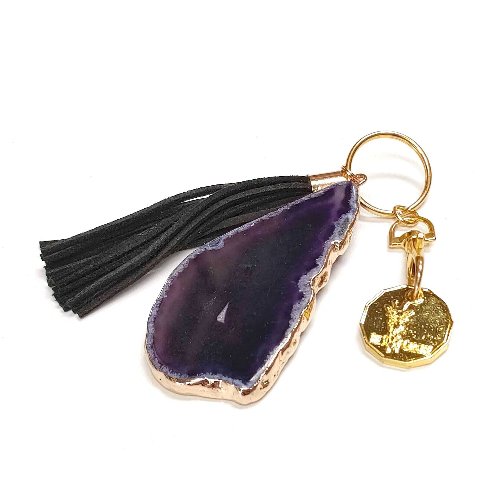 Portachiavi con moneta della spesa della giraffa della sciarpa - viola scuro