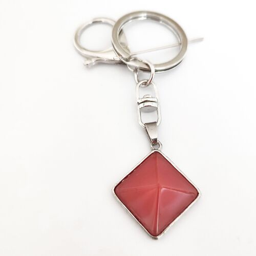 Pyramid Pendant Keyring - Coral