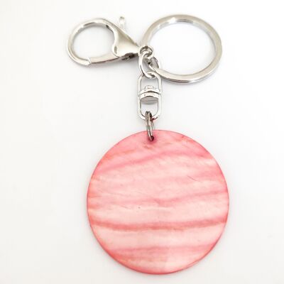 Shell Pearl Disc Keyring - Pink