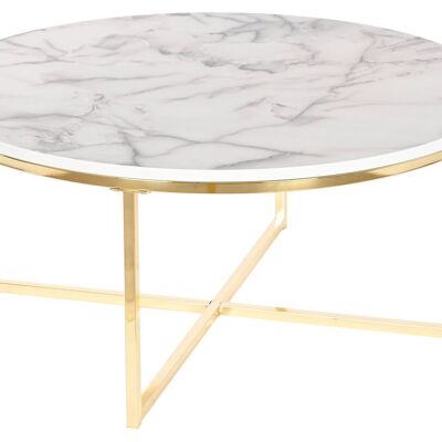 MDF METAL TABLE 80X80X35 SIMIL WHITE MARBLE MB208392