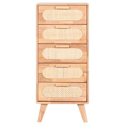 CAJONERA RUBBERWOOD RATAN 40X30X93 12,80 NATURAL MB212347