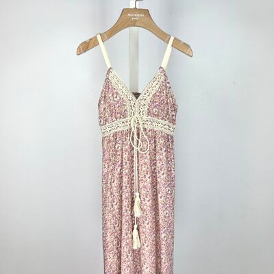 Girl’s bohemian floral dress with lace and adjustable straps