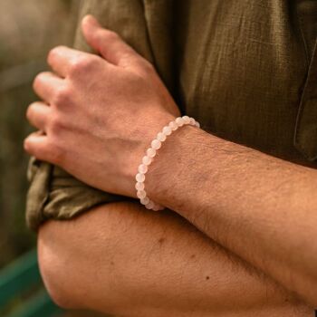 Bracelet en perles de quartz rose 6mm 1