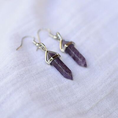 Amethyst-Ohrring „Kristalle“.