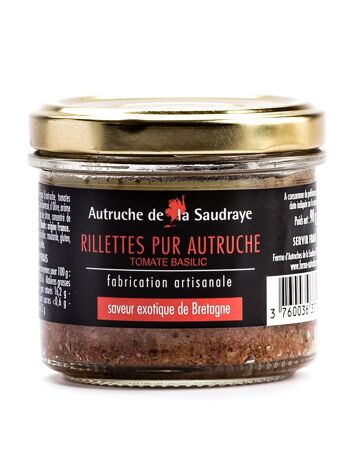 Rillettes pur Autruche Tomate Basilic – 90 g