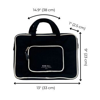 Étui pour ordinateur portable 13", poche pour chaîne et chargeur, noir 3