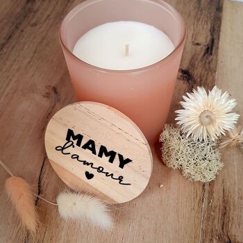 Bougie parfumée Mamy d'amour diamètre 8cm rose blush - couvercle en bois imprimé 4