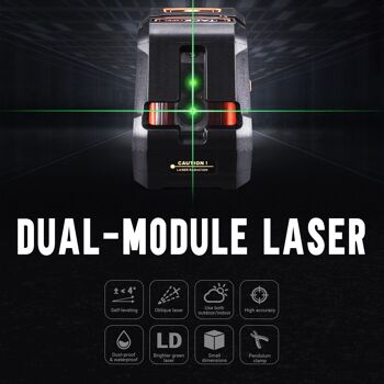 Niveau Laser, Laser Croix Vert 30m, Laser Brillant Indépendant à 110°, IP54 Etanche, Auto-Nivellement, 360° SC-L07G 3