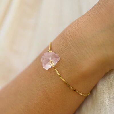 Brut rose quartz bracelet