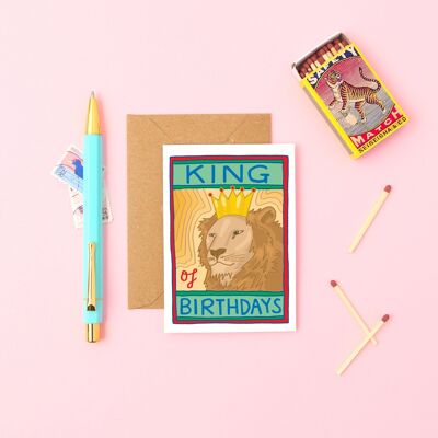 König der Geburtstage | Geburtstagskarte für Männer | A7 Minikarte