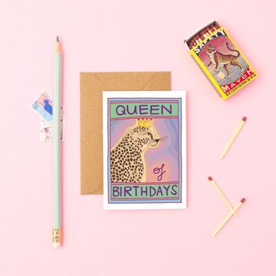 Reine des anniversaires | Carte d’anniversaire féminine | Mini-carte A7