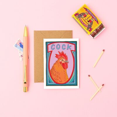 Coq! | Carte d’anniversaire masculine drôle | Mini-carte A7