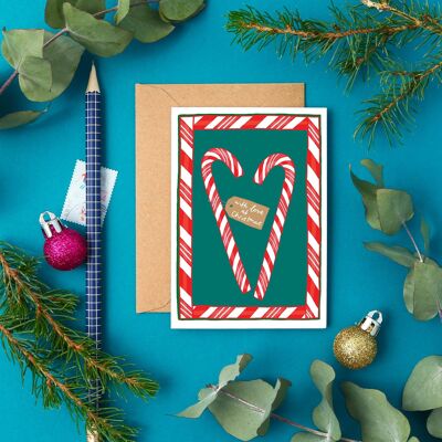 Candy Canes| With Love | Christmas Card | A7 Mini Card