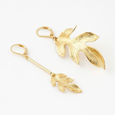 Boucles d'oreilles feuille Automne asymétriques