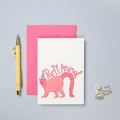 Party Animal Greeting Card | Kid's Birthday Card | Lemur