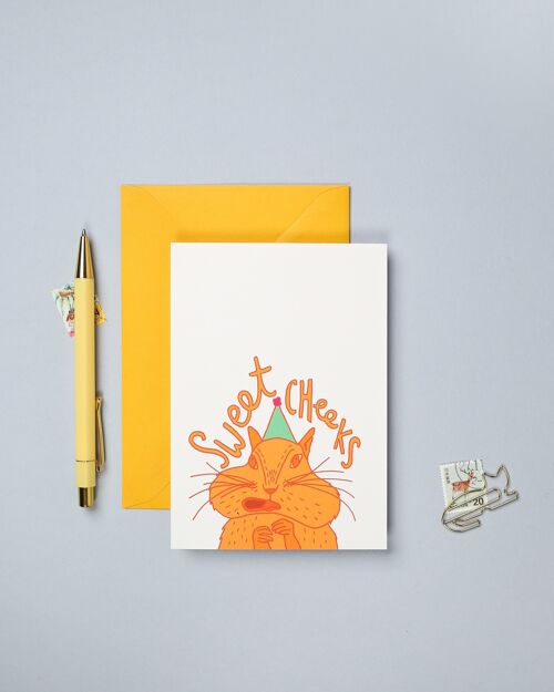 Sweet Cheeks Greeting Card | Funny Birthday Card | Chipmunk