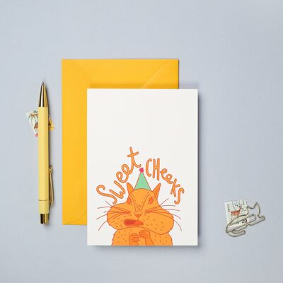 mejillas dulces tarjeta de felicitación | Tarjeta de cumpleaños divertida | ardilla listada