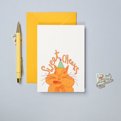 Süße Wangen Grußkarte | Lustige Geburtstagskarte | Streifenhörnchen
