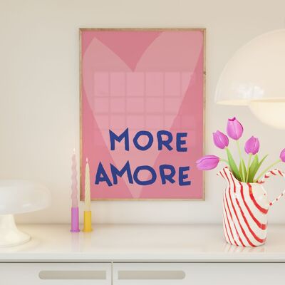 MORE AMORE • Typoposter • Wandbild für gute Laune und gute Stimmung • Typografie Poster • more amor por favor • Poster maximalism