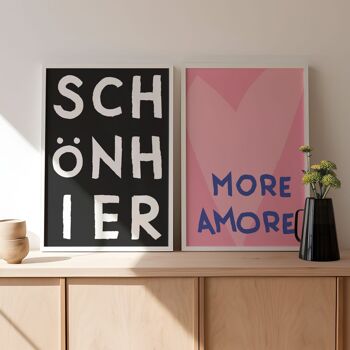 MORE AMORE • Affiche typographique • Murale pour la bonne humeur et la bonne humeur • Affiche typographique • more amor por favor • Affiche maximalisme 2