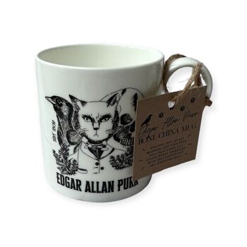 Edgar Allan Purr Tasse littéraire en porcelaine anglaise avec chat 2