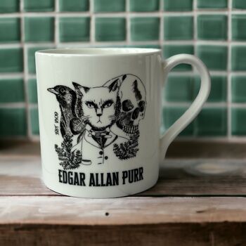 Edgar Allan Purr Tasse littéraire en porcelaine anglaise avec chat 3