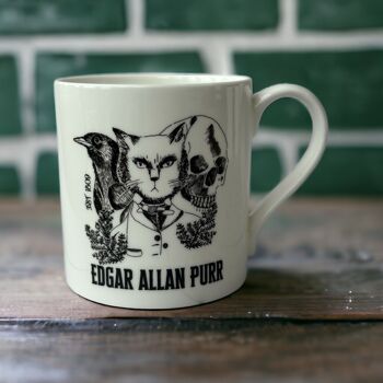 Edgar Allan Purr Tasse littéraire en porcelaine anglaise avec chat 8