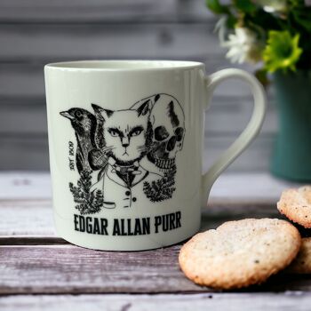 Edgar Allan Purr Tasse littéraire en porcelaine anglaise avec chat 9