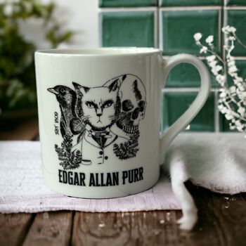 Edgar Allan Purr Tasse littéraire en porcelaine anglaise avec chat 10