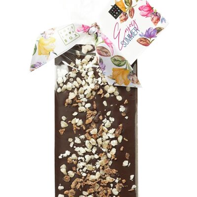 Barra de chocolate con higos y piña oscura – barra de chocolate amargo hecha a mano con higos y piña - edición de verano