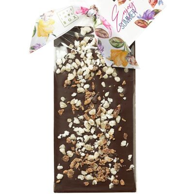 Barra de chocolate con higos y piña oscura – barra de chocolate amargo hecha a mano con higos y piña - edición de verano