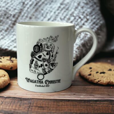 Taza literaria de porcelana de hueso de perro Wagatha Christie