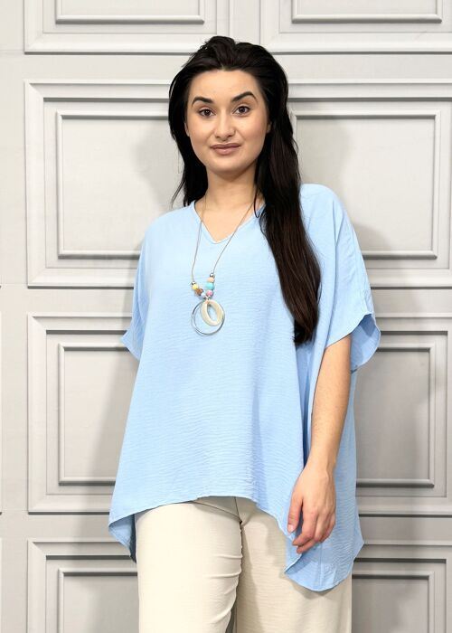 Basic T-shirt Top with Soft V Neck and Short Sleeves