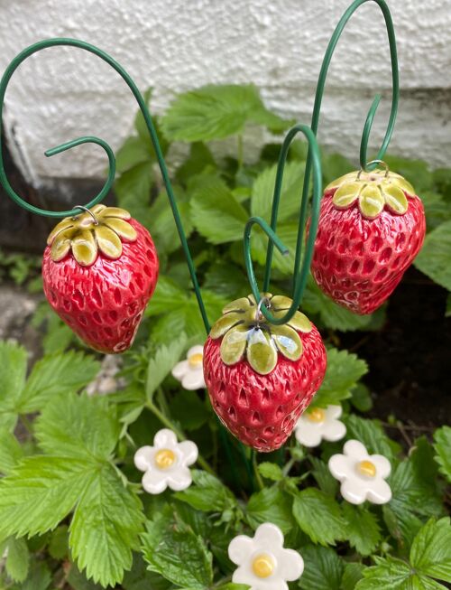 Hanging Ceramic Strawberry, Plant stake