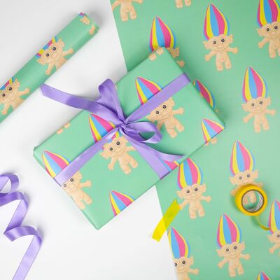 Papel de regalo Troll | Hojas de papel de regalo | Papel del arte