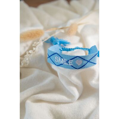 Blue SMILE Woven Bracelet