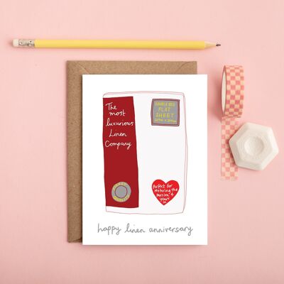 Linen Wedding Anniversary Card | Funny Anniversary Card